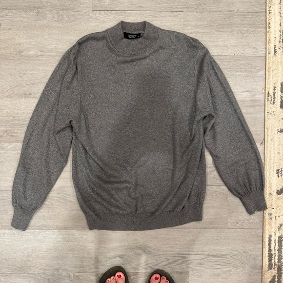 Toscano Grey Mock Turtleneck Sweater Cotton Blend Ladies Size Medium - Picture 5 of 6